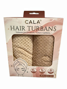 CALA Hair Turbans 2-Piece Set Brown & Cream